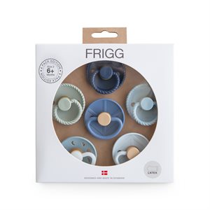 FRIGG 6-Pack Pacifiers  - Round Latex - Endless Sea - Size 2